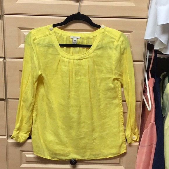 J. Crew Tops - J Crew sunny yellow linen top